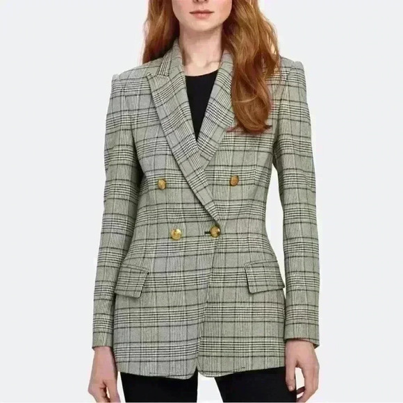 A.L.C Sedgwick II Glen Check Plaid & Houndstooth Double-Breasted Blazer Size XS - Picture 2 of 16